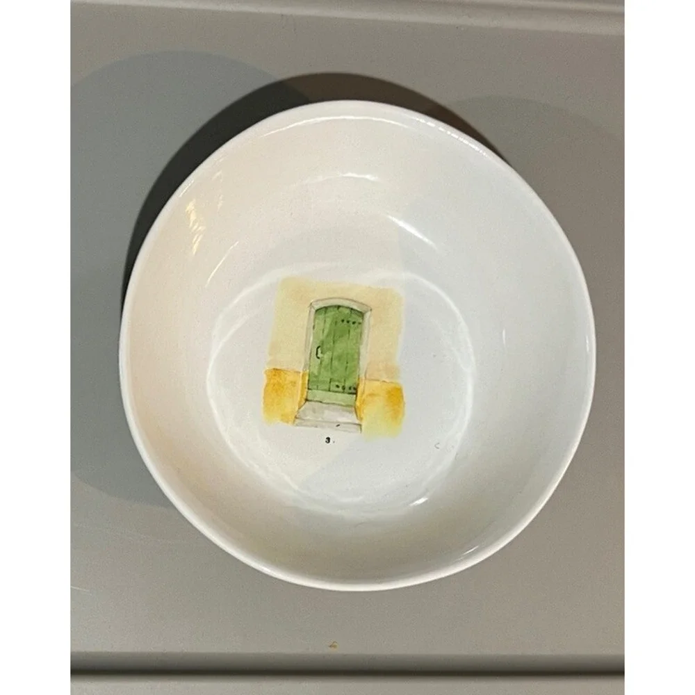 Rae Dunn Retired French Sketch Boutique Watercolor DOOR Pasta Bowl No. 3 VHTF